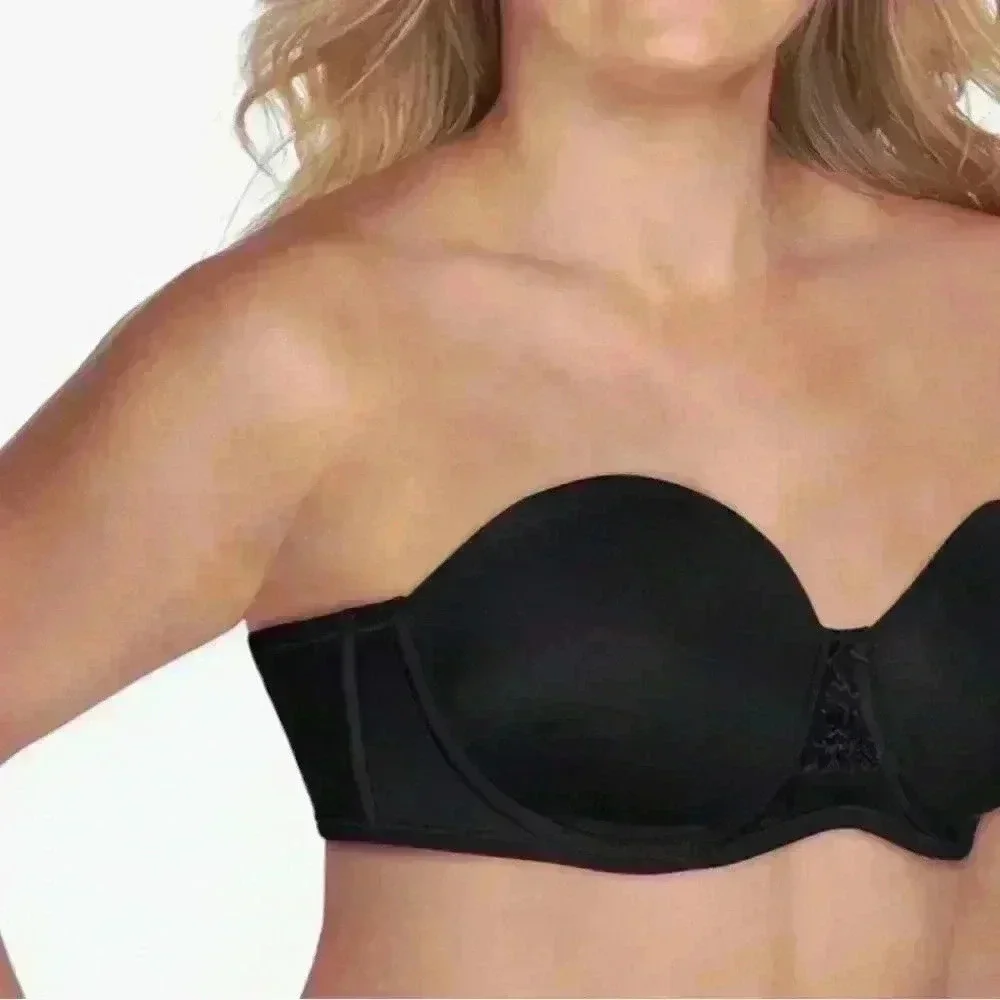 Vanity Fair Black Strapless Smooth Back 5 Way Stretch Bra Women’s‎ Size 36DD